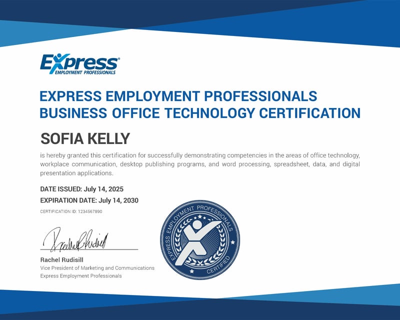 Express Employment Professionals Business Office Technology Certification