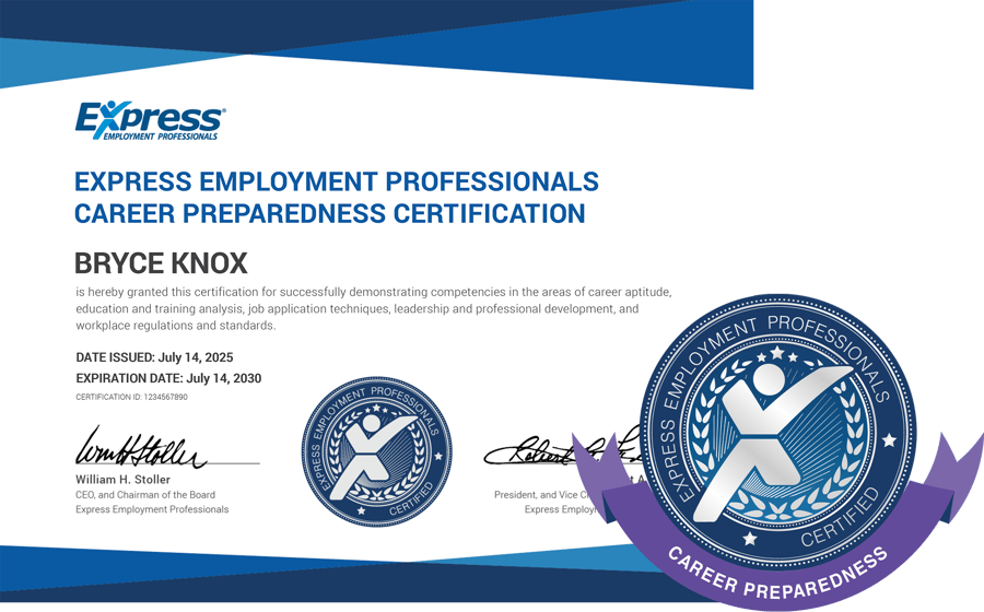 Express Employment Professionals Career Preparedness Certification