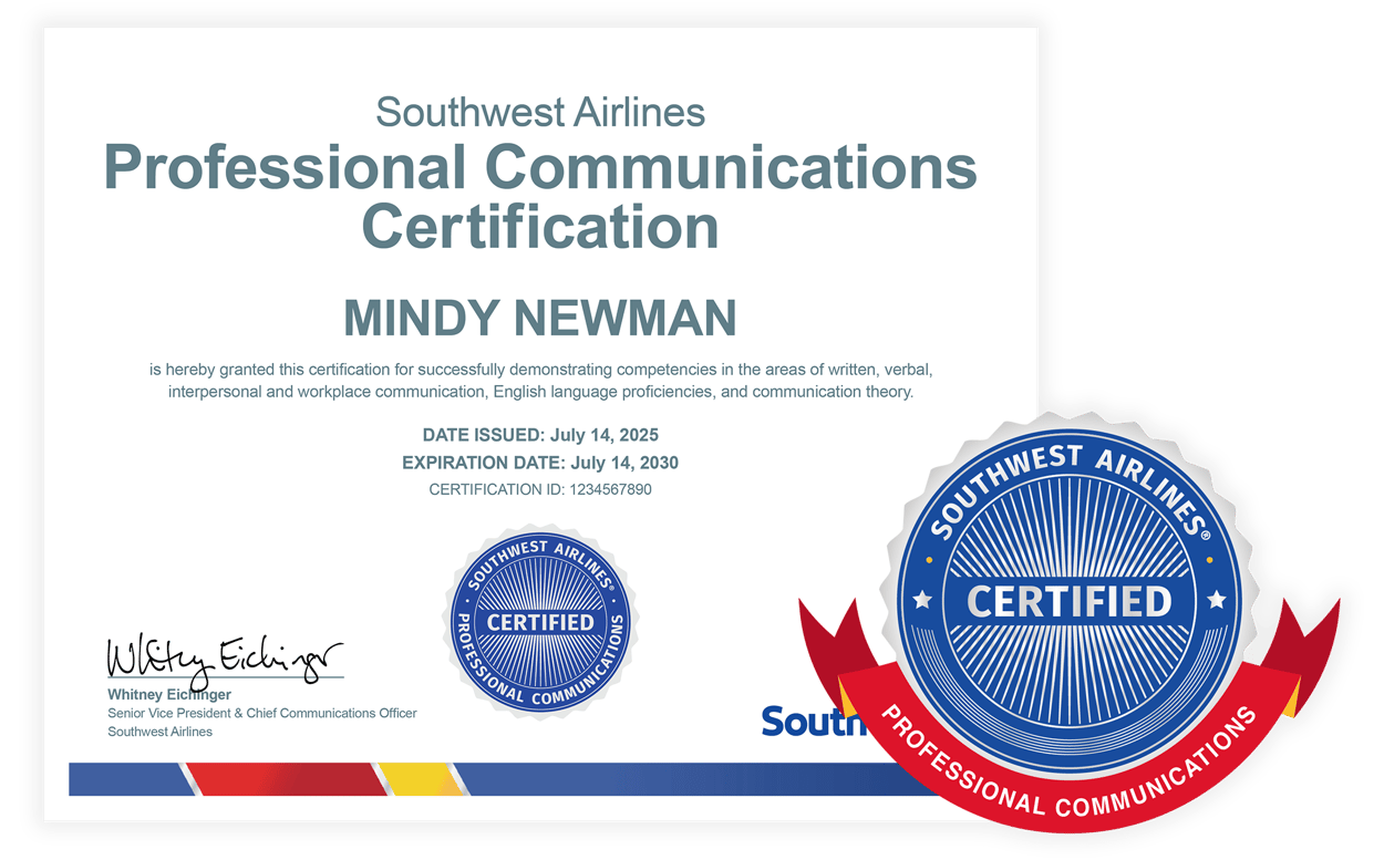 Southwest Airlines Professional Communications Certification