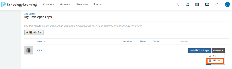 schoology-api-info-option